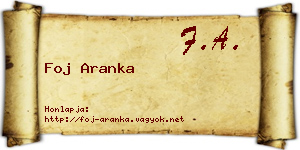 Foj Aranka névjegykártya
